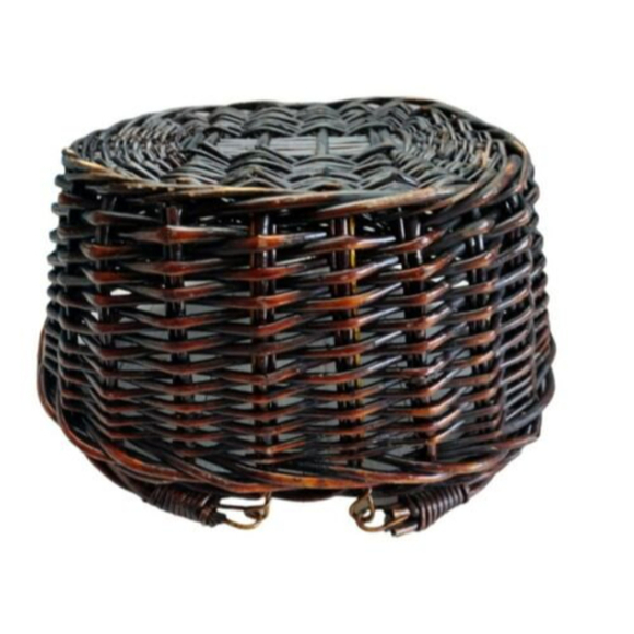 Vintage Swing Handle Woven Basket Dark Brown Deep Boho Picnic Storage Large‎ - Picture 10 of 10